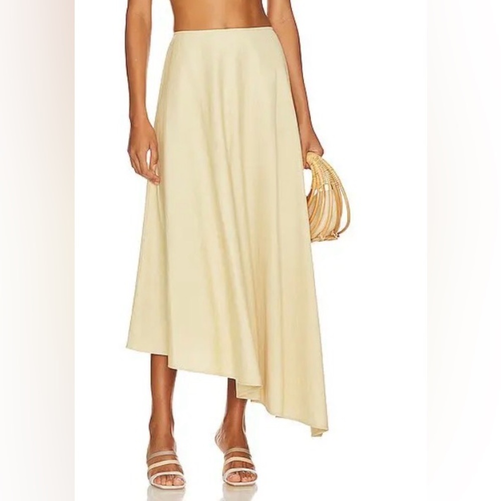 We Wore What Asymmetrical Midi Skirt In Beige